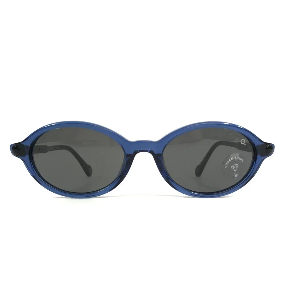 Etnia Barcelona Sunglasses DELOS BL Shiny Blue Oval Frames with Dark Gray Lenses